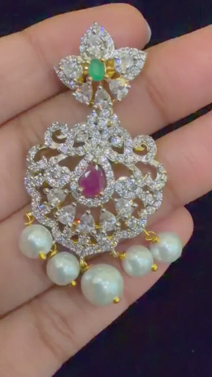 Diamond Earrings Bridal Jewelry Costume silver jewelry Alloy based Jewelry  - SHABURIS Fashion Jewelry