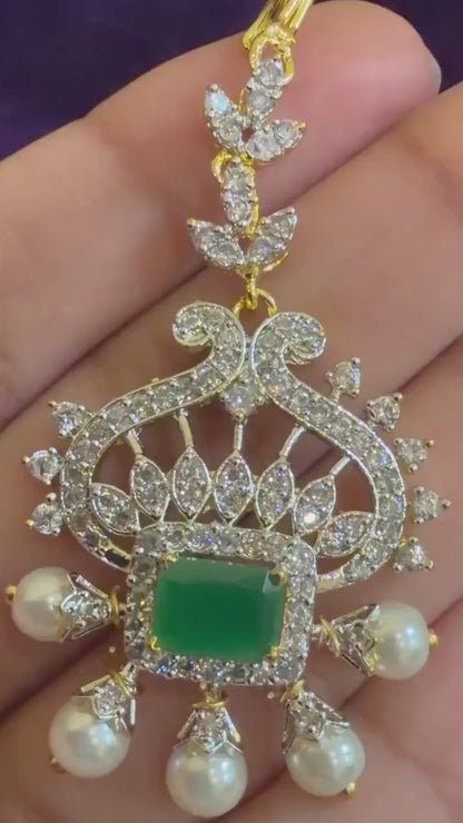 Diamond Maang tikka Bridal Jewelry Costume silver jewelry Alloy based Jewelry  - SHABURIS Fashion Jewelry
