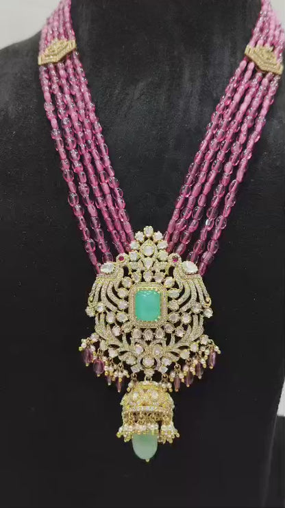 Coral Necklace Diamond necklace silver necklace 925 silver with 22k gold plated - SHABURIS