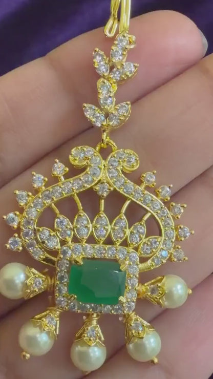 Diamond Maang tikka Bridal Jewelry Costume silver jewelry Alloy based Jewelry  - SHABURIS Fashion Jewelry