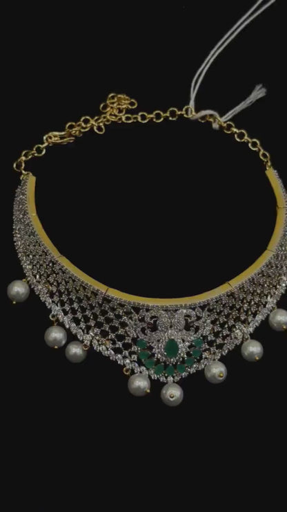 Diamond Necklace Bridal necklace Costume silver jewelry Alloy based Jewelry  - SHABURIS Fashion Jewelry
