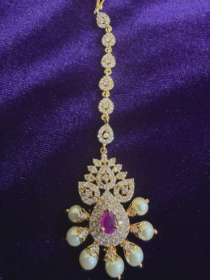 Diamond Maang tikka Bridal Jewelry Costume silver jewelry Alloy based Jewelry  - SHABURIS Fashion Jewelry