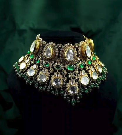 Diamond Necklace polki necklace 925 silver jewelry - SHABURIS