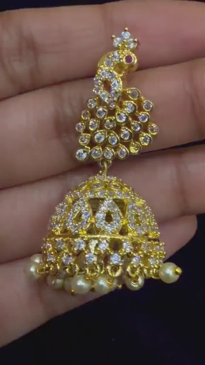 Diamond Earrings Bridal Jewelry Costume silver jewelry Alloy based Jewelry  - SHABURIS Fashion Jewelry