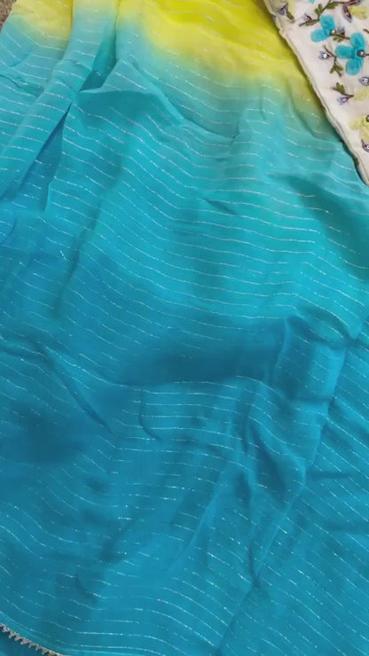 Chikankari saree shibori saree multi colour saree haldi saree Mehendi saree grab party saree with blouse