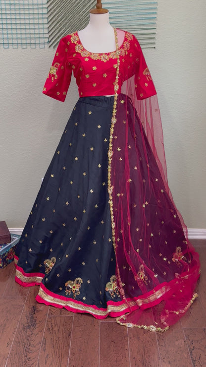 Designer Lehenga | Mehendi & Haldi Lehenga Choli | black Lehenga Set | red Lehenga Set | Indian Wedding Guest Outfit | Pre Wedding Ceremony Dress