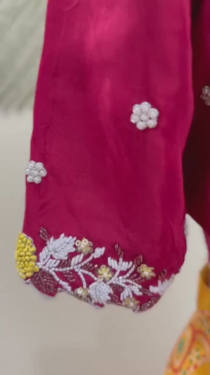 Maggam work Blouse for Saree –  red Blouse- Artisan Silk Blouse – Festive & Wedding Ethnic Wear