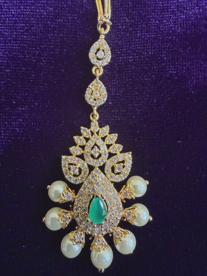 Diamond Maang tikka Bridal Jewelry Costume silver jewelry Alloy based Jewelry  - SHABURIS Fashion Jewelry
