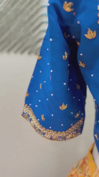 Maggam work Blouse for Saree –  Blue Blouse- Artisan Silk Blouse – Festive & Wedding Ethnic Wear