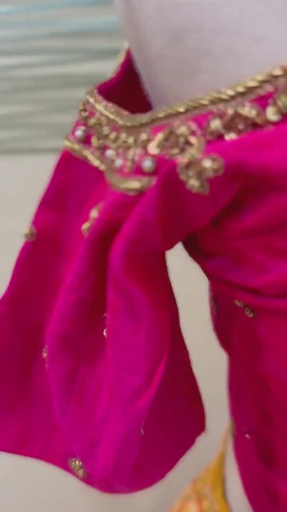 Maggam work Blouse for Saree – Pink Blouse- Artisan Silk Blouse – Festive & Wedding Ethnic Wear