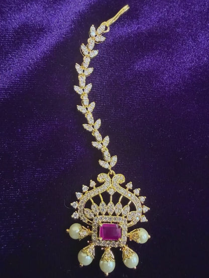 Diamond Maang tikka Bridal Jewelry Costume silver jewelry Alloy based Jewelry  - SHABURIS Fashion Jewelry