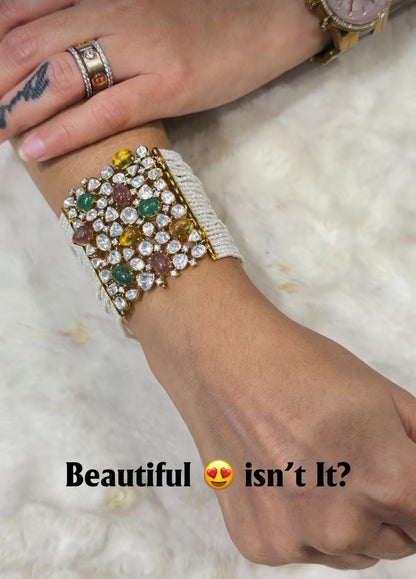 Bracelet converted to Necklace Polki necklace 925 silver jewelry 22k gold plated - SHABURIS