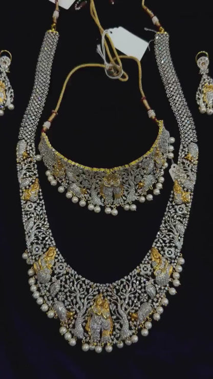 Diamond Necklace Bridal necklace Costume silver jewelry Alloy based Jewelry  - SHABURIS Fashion Jewelry