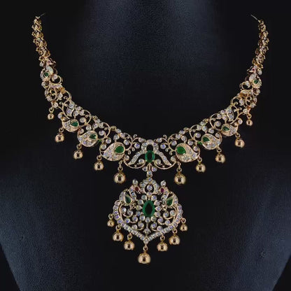 Diamond Necklace cocktail necklace 925 silver jewelry 22k gold plated - SHABURIS