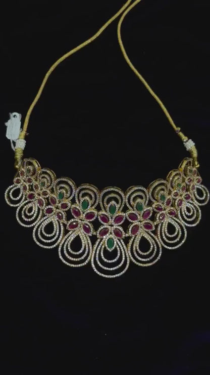 Diamond Necklace Bridal necklace Costume silver jewelry Alloy based Jewelry  - SHABURIS Fashion Jewelry