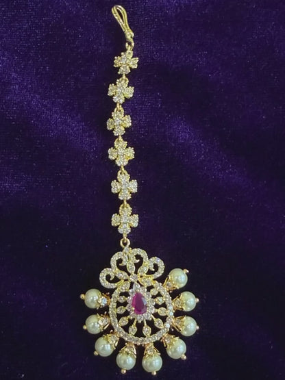 Diamond Maang tikka Bridal Jewelry Costume silver jewelry Alloy based Jewelry  - SHABURIS Fashion Jewelry