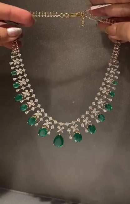 Cocktail necklace silver necklace diamond necklace 925 silver jewelry 22k gold plated - SHABURIS