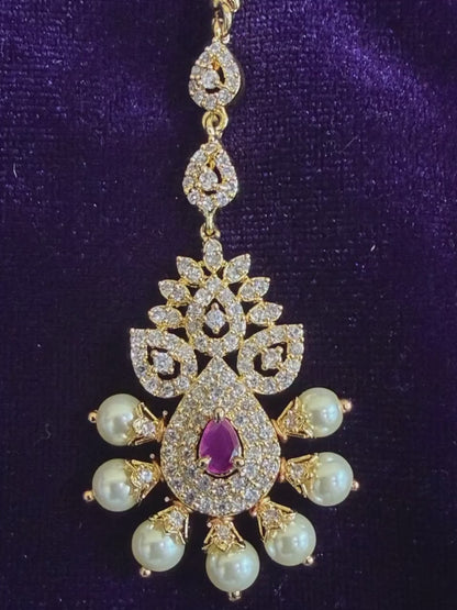 Diamond Maang tikka Bridal Jewelry Costume silver jewelry Alloy based Jewelry  - SHABURIS Fashion Jewelry