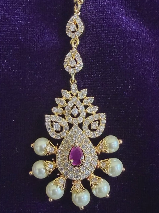 Diamond Maang tikka Bridal Jewelry Costume silver jewelry Alloy based Jewelry  - SHABURIS Fashion Jewelry