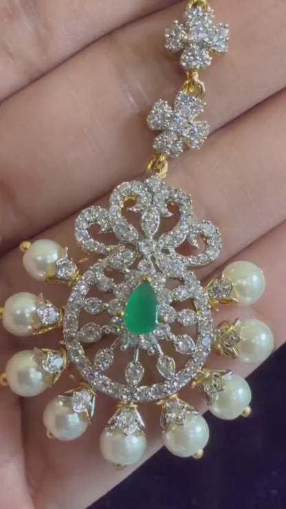 Diamond Maang tikka Bridal Jewelry Costume silver jewelry Alloy based Jewelry  - SHABURIS Fashion Jewelry