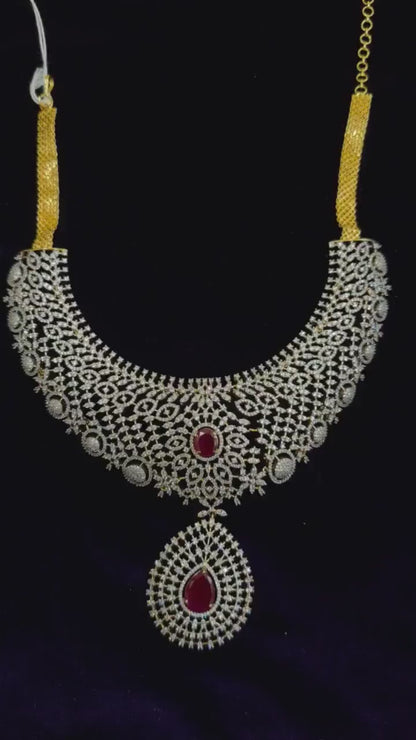Diamond Necklace Bridal necklace Costume silver jewelry Alloy based Jewelry  - SHABURIS Fashion Jewelry