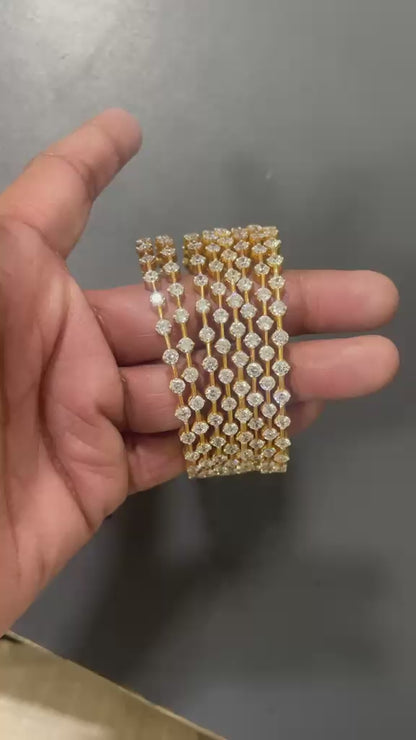 Diamond Bangles - 925 Silver Jewelry - 22ct Gold Plated - CZ Bangles - South indian diamond Bangles design