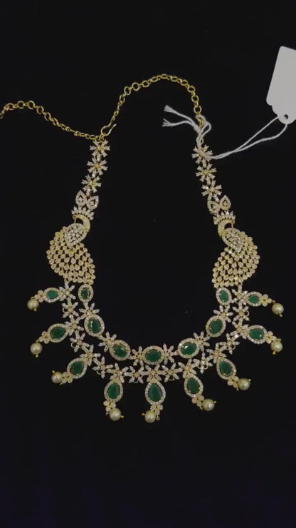 Diamond Necklace Bridal necklace Costume silver jewelry Alloy based Jewelry  - SHABURIS Fashion Jewelry