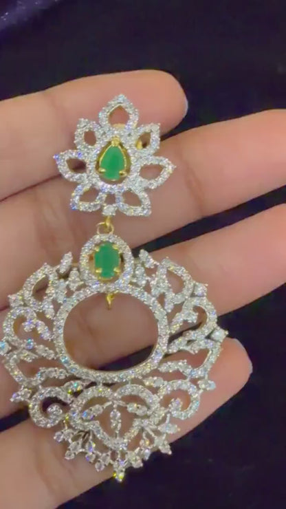 Diamond Earrings Bridal Jewelry Costume silver jewelry Alloy based Jewelry  - SHABURIS Fashion Jewelry