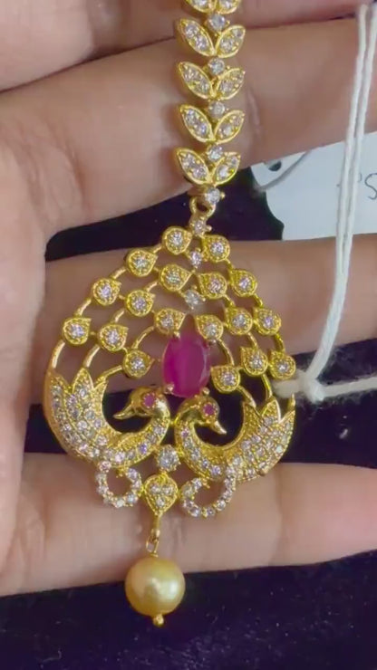 Diamond Maang tikka Bridal Jewelry Costume silver jewelry Alloy based Jewelry  - SHABURIS Fashion Jewelry