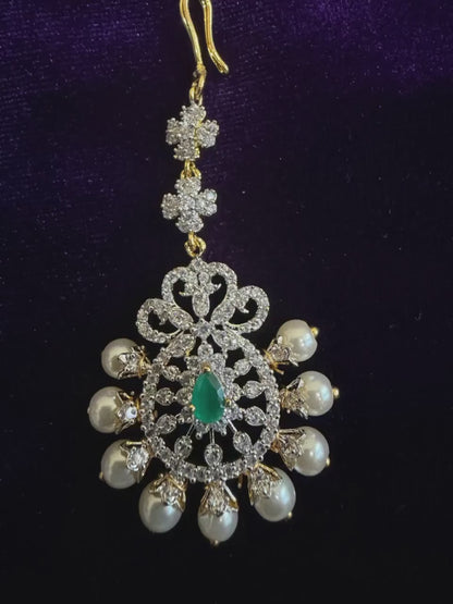 Diamond Maang tikka Bridal Jewelry Costume silver jewelry Alloy based Jewelry  - SHABURIS Fashion Jewelry