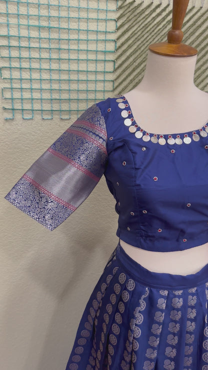 Kanchipuram Pattu Lehenga | Mehendi & Haldi Lehenga Choli | Yellow Green Floral Lehenga Set | Indian Wedding Guest Outfit | Pre Wedding Ceremony Dress