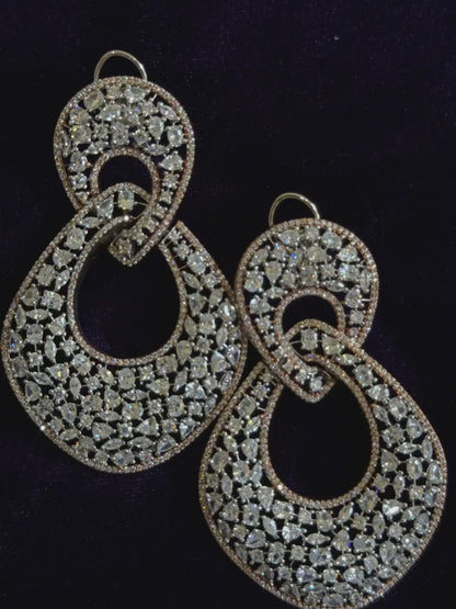 Diamond Earrings Bridal Jewelry Costume silver jewelry Alloy based Jewelry  - SHABURIS Fashion Jewelry