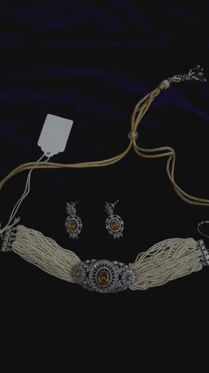 Diamond Necklace Bridal necklace Costume silver jewelry Alloy based Jewelry  - SHABURIS Fashion Jewelry