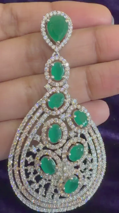 Diamond Earrings Bridal Jewelry Costume silver jewelry Alloy based Jewelry  - SHABURIS Fashion Jewelry