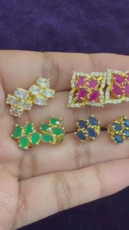 Diamond Earrings Bridal Jewelry Costume silver jewelry Alloy based Jewelry  - SHABURIS Fashion Jewelry