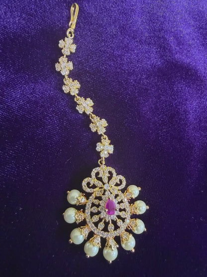 Diamond Maang tikka Bridal Jewelry Costume silver jewelry Alloy based Jewelry  - SHABURIS Fashion Jewelry