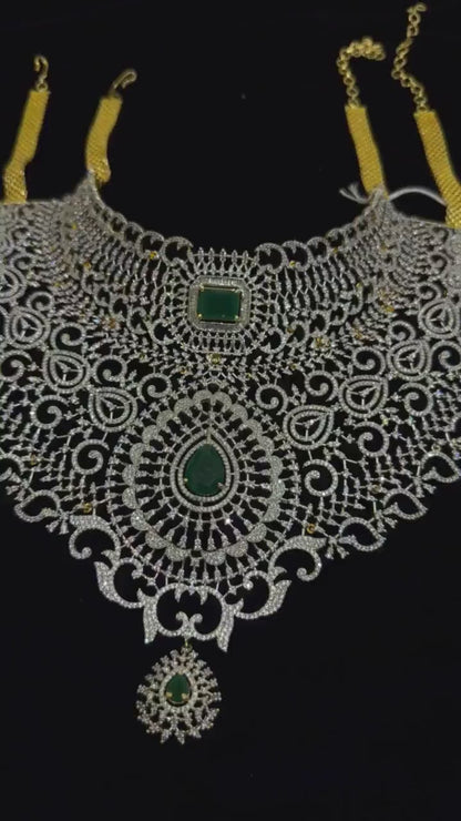 Diamond Necklace Bridal necklace Costume silver jewelry Alloy based Jewelry  - SHABURIS Fashion Jewelry