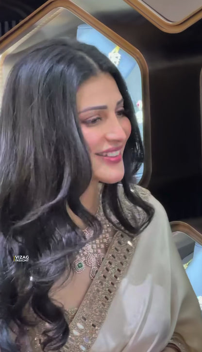 Shruthi haasan necklace diamond necklace 925 silver jewelry 22k gold plated - SHABURIS