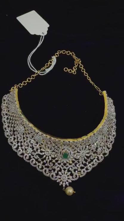 Diamond Necklace Bridal necklace Costume silver jewelry Alloy based Jewelry  - SHABURIS Fashion Jewelry