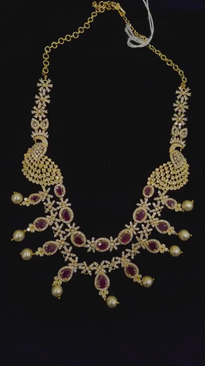 Diamond Necklace Bridal necklace Costume silver jewelry Alloy based Jewelry  - SHABURIS Fashion Jewelry