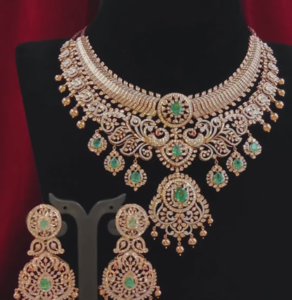 Tussi necklace Diamond Necklace 925 silver jewelry 22k gold plated - SHABURIS