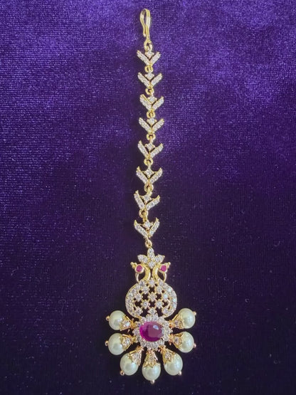 Diamond Maang tikka Bridal Jewelry Costume silver jewelry Alloy based Jewelry  - SHABURIS Fashion Jewelry