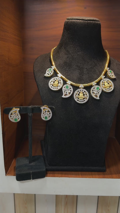 Mango Bottu mala Necklace diamond kante Diamond Necklace Cocktail Necklace Cocktail Jewelry Cocktail Earrings 925 silver jewelry- SHABURIS (Copy)