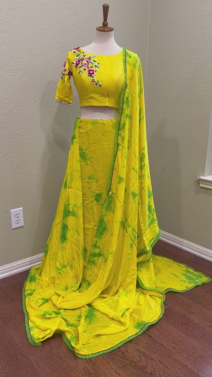 Cocktail saree tie and dye saree  shibori saree multi colour saree haldi saree Mehendi saree party saree with blouse