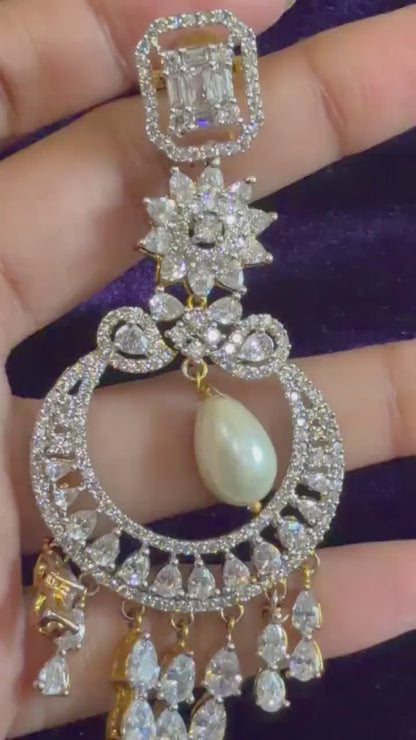 Diamond Earrings Bridal Jewelry Costume silver jewelry Alloy based Jewelry  - SHABURIS Fashion Jewelry