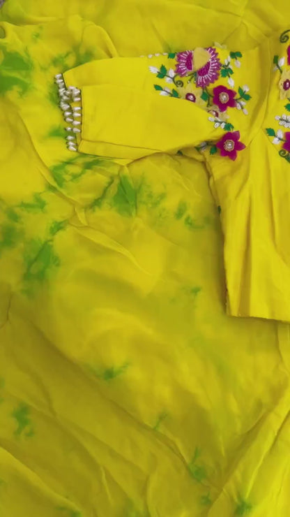 Cocktail saree tie and dye saree  shibori saree multi colour saree haldi saree Mehendi saree party saree with blouse