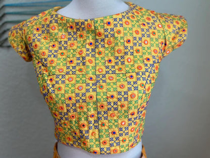 Kutch work Blouse for            Saree - yellow Blouse - Artisan Silk Blouse – Festive & Wedding Ethnic Wear