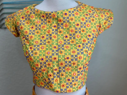 Kutch work Blouse for            Saree - yellow Blouse - Artisan Silk Blouse – Festive & Wedding Ethnic Wear