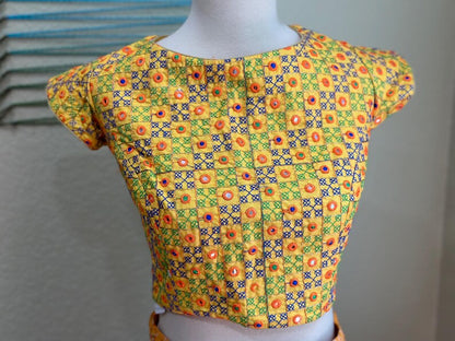 Kutch work Blouse for            Saree - yellow Blouse - Artisan Silk Blouse – Festive & Wedding Ethnic Wear