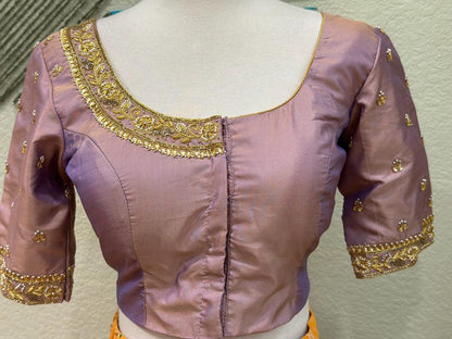 Maggam work Blouse for Saree –  Pink Blouse - Artisan Silk Blouse – Festive & Wedding Ethnic Wear